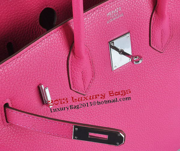 Hermes Birkin 35CM Tote Bag Rosy Grainy Leather Silver