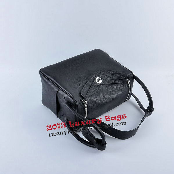 Hermes Lindy 30CM Grainy Leather Shoulder Bag H6207 Black