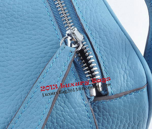 Hermes Lindy 30CM Grainy Leather Shoulder Bag H6207 Light Blue