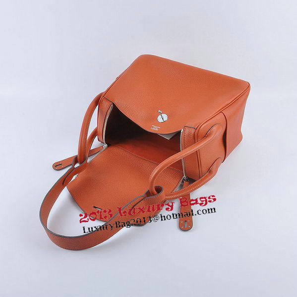 Hermes Lindy 30CM Grainy Leather Shoulder Bag H6207 Orange