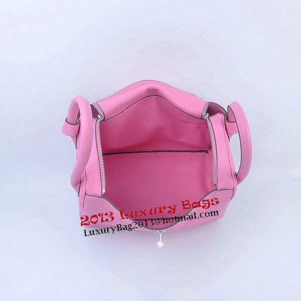 Hermes Lindy 30CM Grainy Leather Shoulder Bag H6207 Pink