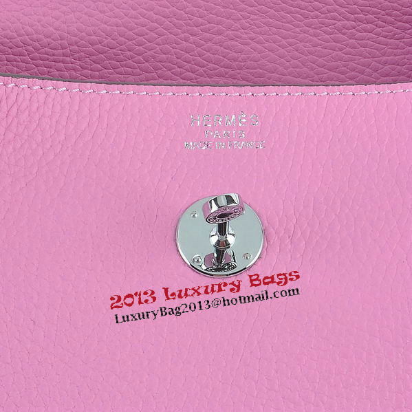 Hermes Lindy 30CM Grainy Leather Shoulder Bag H6207 Pink