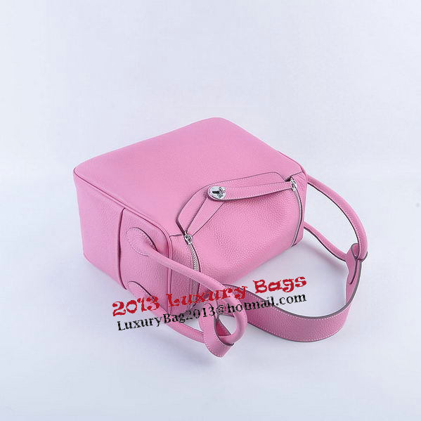 Hermes Lindy 30CM Grainy Leather Shoulder Bag H6207 Pink