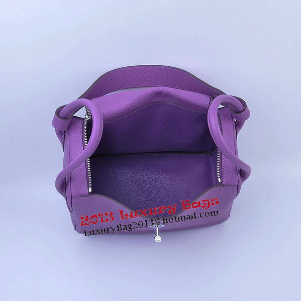 Hermes Lindy 30CM Grainy Leather Shoulder Bag H6207 Purple