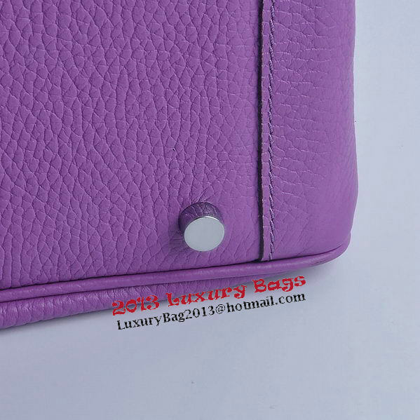 Hermes Lindy 30CM Grainy Leather Shoulder Bag H6207 Purple