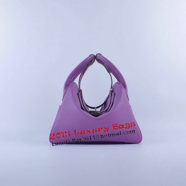 Hermes Lindy 30CM Grainy Leather Shoulder Bag H6207 Purple