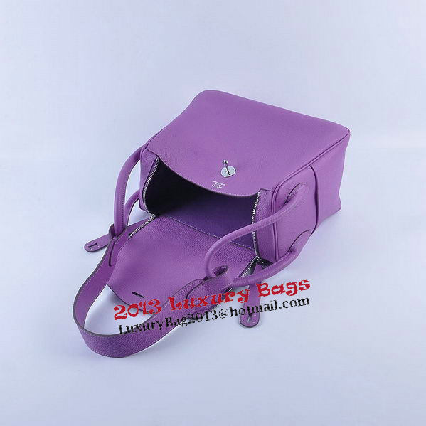 Hermes Lindy 30CM Grainy Leather Shoulder Bag H6207 Purple