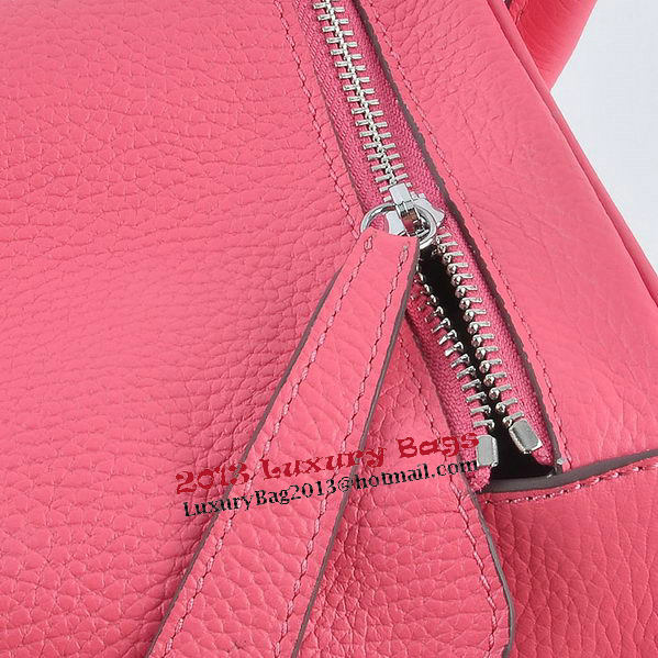 Hermes Lindy 30CM Grainy Leather Shoulder Bag H6207 Rose