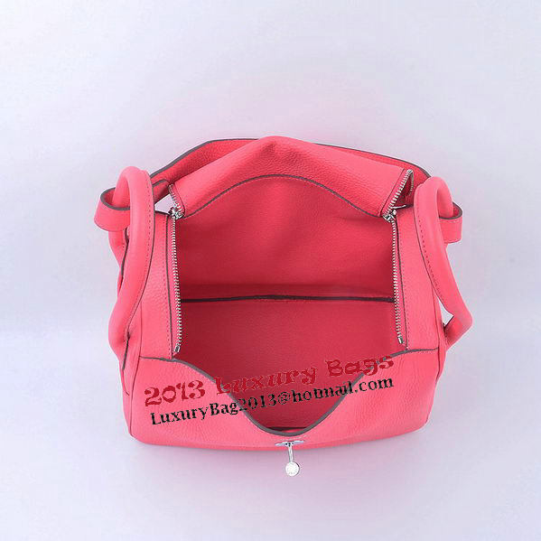 Hermes Lindy 30CM Grainy Leather Shoulder Bag H6207 Rose