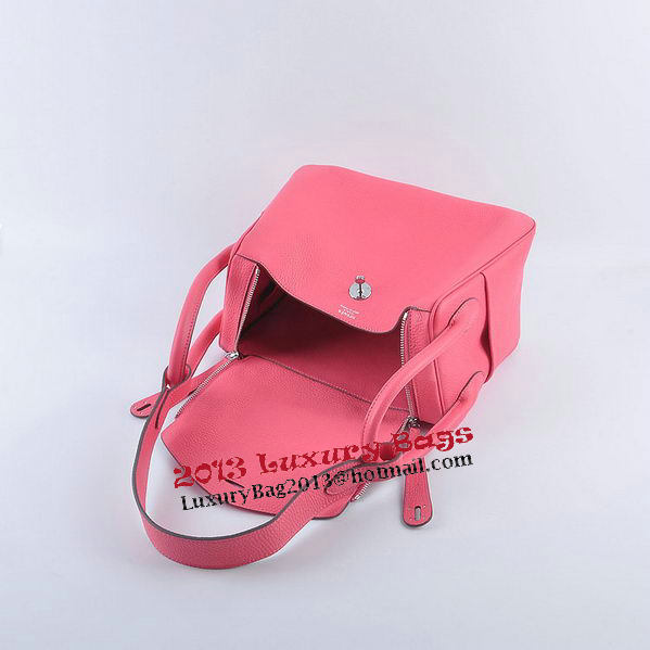 Hermes Lindy 30CM Grainy Leather Shoulder Bag H6207 Rose