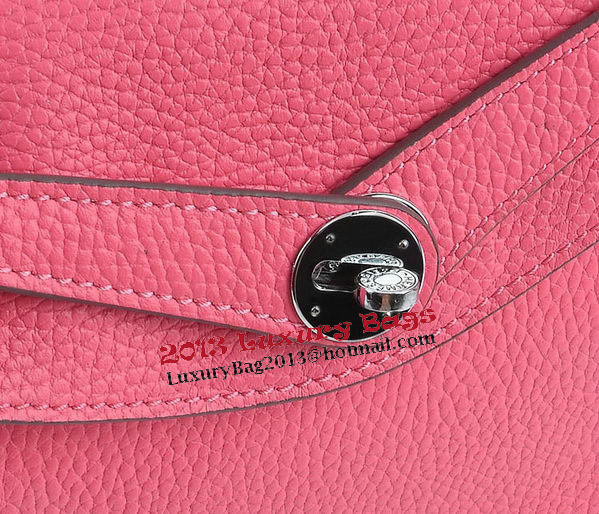 Hermes Lindy 30CM Grainy Leather Shoulder Bag H6207 Rose