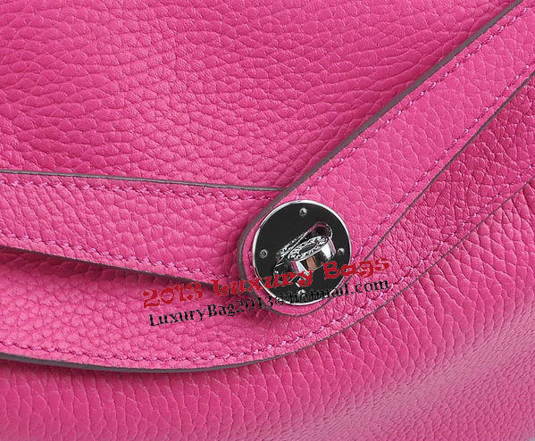 Hermes Lindy 30CM Grainy Leather Shoulder Bag H6207 Rosy