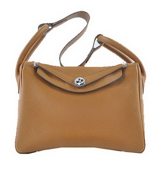 Hermes Lindy 30CM Grainy Leather Shoulder Bag H6207 Wheat