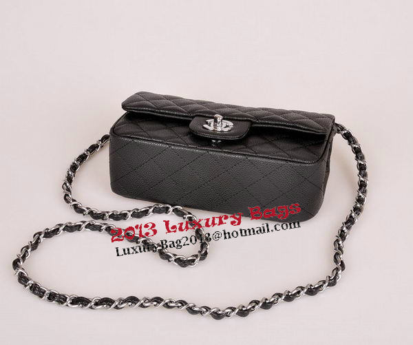 Chanel mini Classic Flap Bag Black Cannage Pattern 1117 Silver