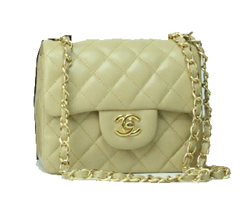 Chanel mini Classic Flap Bag Apricot Leather 1115 Gold Chain