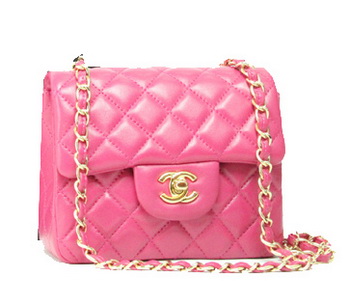 Chanel mini Classic Flap Bag Rose Leather 1115 Gold Chain