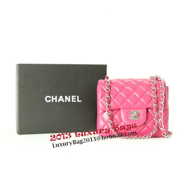 Chanel mini Classic Flap Bag Rose Leather 1115 Silver Chain