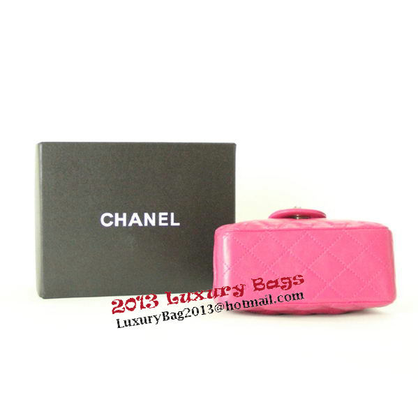 Chanel mini Classic Flap Bag Rose Leather 1115 Silver Chain