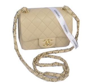 Chanel mini Classic Flap Bag Apricot Cannage Pattern 1115 Gold