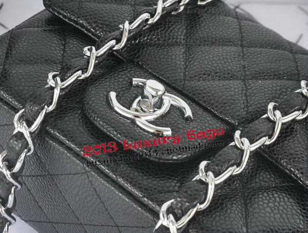 Chanel mini Classic Flap Bag Black Cannage Pattern 1115 Silver