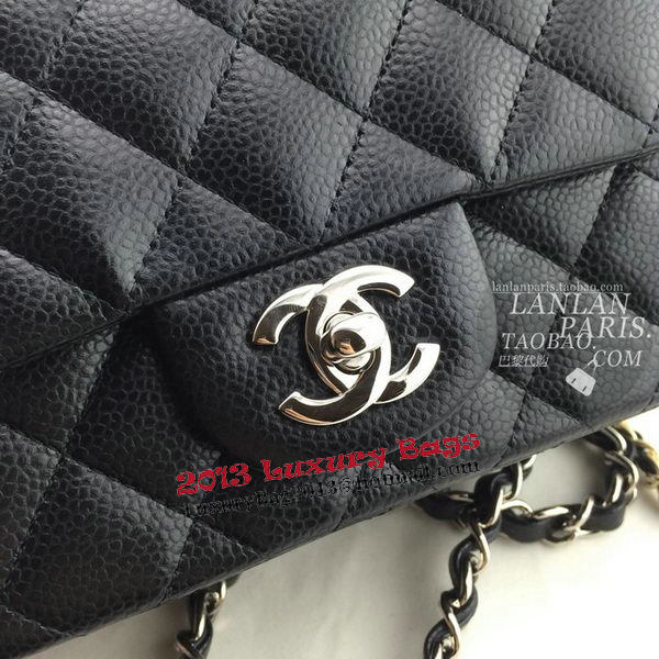 Chanel mini Classic Flap Bag Black Cannage Pattern 1115 Silver