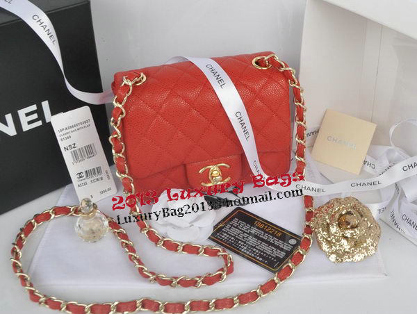 Chanel mini Classic Flap Bag Red Cannage Pattern 1115 Gold