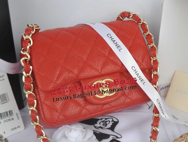 Chanel mini Classic Flap Bag Red Cannage Pattern 1115 Gold