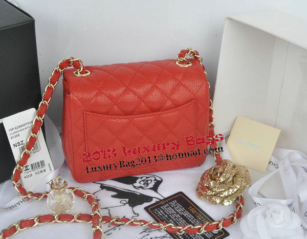 Chanel mini Classic Flap Bag Red Cannage Pattern 1115 Gold