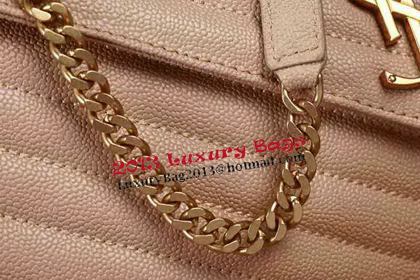 Saint Laurent Classic Monogramme Cannage Pattern Flap Bag Y5480 Apricot