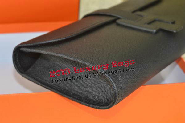 Hermes Jige Clutch Bag Calfskin Leather Black