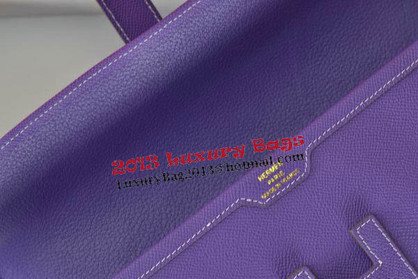 Hermes Jige Clutch Bag Calfskin Leather Purple