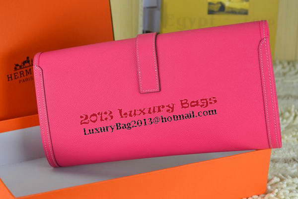 Hermes Jige Clutch Bag Calfskin Leather Rose