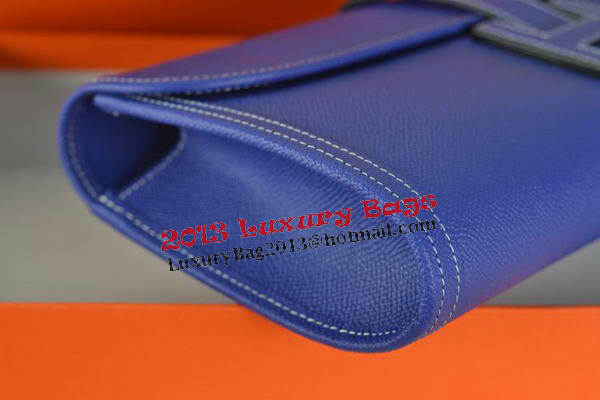 Hermes Jige Clutch Bag Calfskin Leather Royal