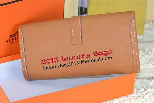 Hermes Jige Clutch Bag Calfskin Leather Wheat