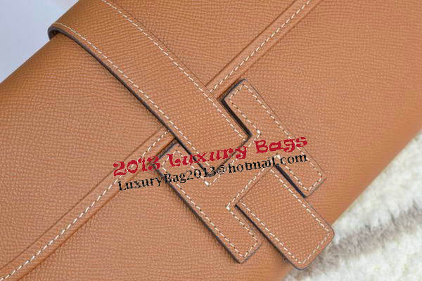 Hermes Jige Clutch Bag Calfskin Leather Wheat