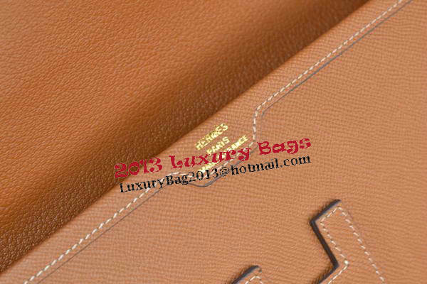 Hermes Jige Clutch Bag Calfskin Leather Wheat