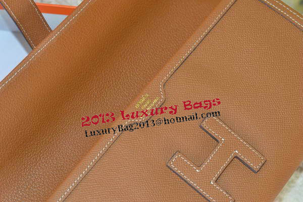 Hermes Jige Clutch Bag Calfskin Leather Wheat