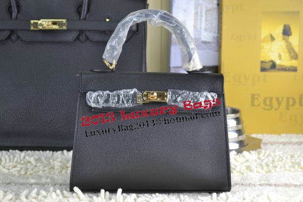 Hermes Kelly 22cm Tote Bag Calfskin Leather Black