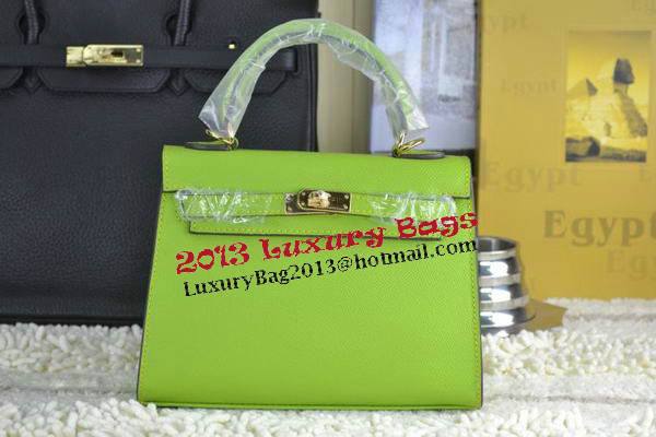 Hermes Kelly 22cm Tote Bag Calfskin Leather Green