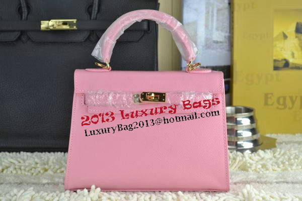 Hermes Kelly 22cm Tote Bag Calfskin Leather Pink