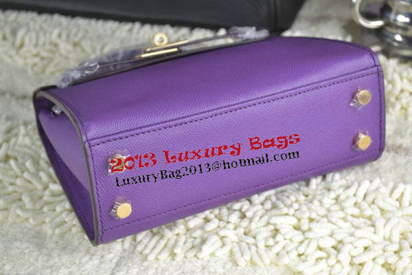 Hermes Kelly 22cm Tote Bag Calfskin Leather Purple