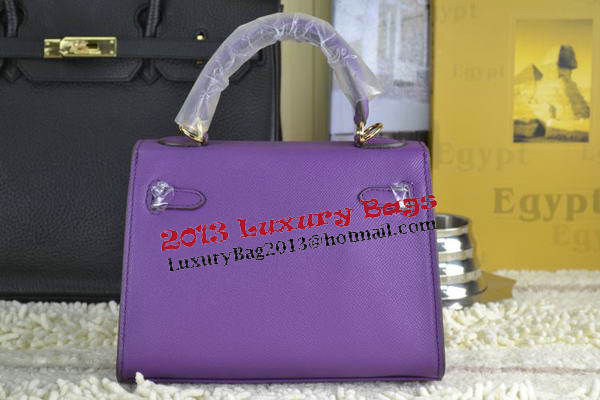 Hermes Kelly 22cm Tote Bag Calfskin Leather Purple
