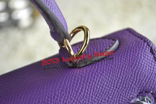 Hermes Kelly 22cm Tote Bag Calfskin Leather Purple
