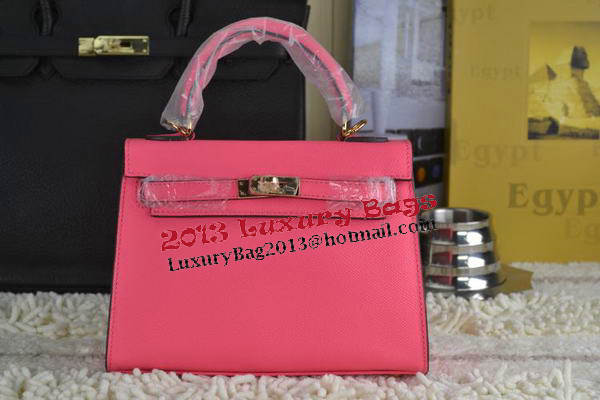 Hermes Kelly 22cm Tote Bag Calfskin Leather Rosy