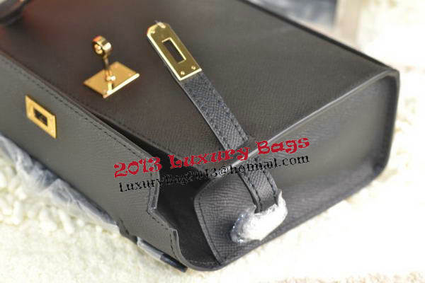 Hermes MINI Kelly 22cm Tote Bag Calfskin Leather Black