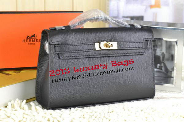 Hermes MINI Kelly 22cm Tote Bag Calfskin Leather Black