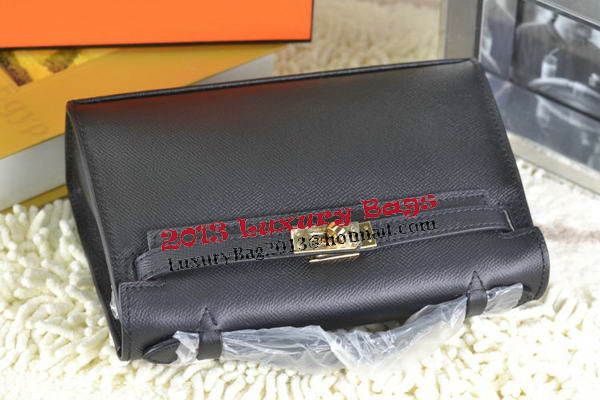 Hermes MINI Kelly 22cm Tote Bag Calfskin Leather Black