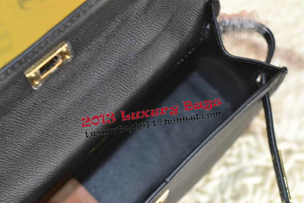 Hermes MINI Kelly 22cm Tote Bag Calfskin Leather Black