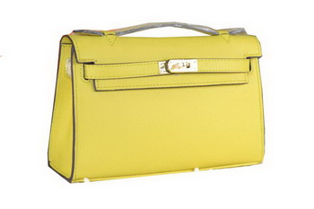 Hermes MINI Kelly 22cm Tote Bag Calfskin Leather Lemon