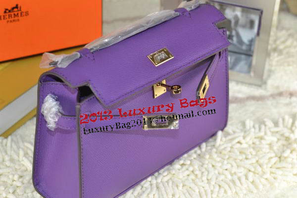 Hermes MINI Kelly 22cm Tote Bag Calfskin Leather Purple